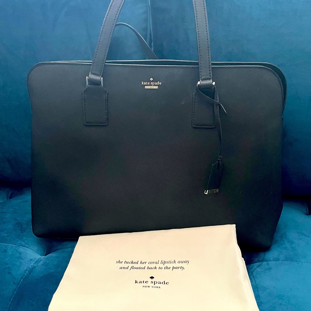 Kate Spade black leather briefcase/laptop case